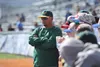 Mat-Su Miners head coach Ben Taylor stands in front of the dugout during the 2017 Alaska Baseball League All-Star Game Sunday, July 16, 2017, at Mulcahy Stadium in Anchorage. Taylor was the h