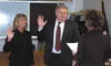 Lynne Woods and Bill Allen took the oath to represent the borough at a special swearing-in ceremony Tuesday. Mat-Su Borough Clerk Michelle McGehee officiated. RINDI WHITE/Frontiersman