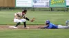 Mat-Su infielder Drew Swift prepares to put the tag on Anchorage’s Dominic Fascalina as the Pilot tries to steal second base during Mat-Su’s 3-1 win over Anchorage Monday, June 25, 2018. JERE