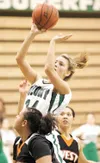 ROBERT DeBERRY/Frontiersman Colony junior Tess Forstner shoots
for two points during the Knights'€™ game against the West High
Eagles on Saturday at Colony High School.