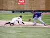 JEREMIAH BARTZ/Frontiersman Mat-Su’s Matt Wessinger tries to
slide back into first base during a 2-1 win over the Anchorage
Glacier Pilots on Sunday at Hermon Brothers Field. Wessinger
reache
