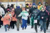 ROBERT DeBERRY/Frontiersman Runners leaving the starting line
during the 3-K and 5-K fun runs at the Go for the Gravy fundraiser
for Fronteras Spanish Immersion Charter School. Robert DeBerry