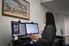 Under Secretary of the Air Force Gina Ortiz Jones provides a virtual keynote brief at the Department of the Air Force Women’s Air and Space Power Symposium from her Pentagon office in Arlingt