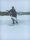 Palmer resident Kim Kjaersgaard shovels snow from her drive on Monday. The National Weather Service reported snowfall ranging from five inches to around a foot for the Mat-Su Valley. MARY LOC