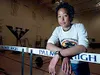 Mary Brown takes a break from her workout in the Palmer High
School weight room. Brown is training for competition in her new
found sport of snowshoeing.WILLIAM WOODY/ Frontiersman