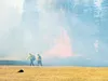 Division of Forestry firefighters beat back a blaze on Lazy Mountain May 2, containing the fire to 6.4 acres of destruction Courtesy Lynn Fuller