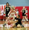 Wasilla's Mylee Anderson battles for a loose ball. Bruce Eggleston/matsusports.net