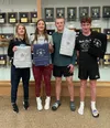 Colony's Hannah Cooper, Jasmine Anderson, Isaiah Hulien and Palmer's Aidan Houser each finished in the top five during the Soldotna Pentathlon. Courtesy of Cherri Anderson