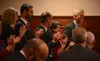 Alaska Supreme Court Justice Peter Maassen receives applause from his fellow justices and members of the Alaska Legislature during the annual State of the Judiciary address on Wednesday, Feb.