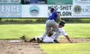 Anchorage Glacier Pilots infielder Cameron Thompson tags Mat-Su's Preston Pavlica out at second base during Mat-Su's 8-7 win over the Pilots Monday, June 5, 2017, at Hermon Brothers Field in 
