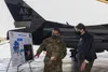 Lt. Col. Russell Reese, the 354th Range Squadron commander, briefs Secretary of the Air Force Barbara Barrett on the Joint Pacific Alaska Range Complex during her visit to Eielson Air Force B