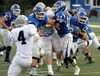 Palmer senior running back Jeff Glynn follows a block made by senior offensive lineman Trent Moss during a 28-10 loss to the Soldotna Stars Friday, Sept. 8, 2017. Courtesy of Bruce Eggleston/