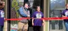 City of Palmer Mayor Steve Carrington and Palmer Public Library Director Beth Skow celebrate the opening of the temporary Palmer Library after a roof collapse shuttered the original site. Kat