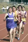 Aaron Dickson sprints to the finish during the 1,600-meter at
the Palmer Relays earlier this season. Dickson captured the state
titles in both the 800 and 1,600 at the state meet at Bartlett 
