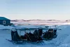 Sleds wait in Unalakleet for their mushers. David Poyzer/Iditarod