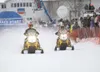 Marc McKenna and Dusty Van Meter leave the starting chute Sunday
on Big Lake during the start of the 2011 Iron Dog. The veteran race
team is leading the 2,000-mile snowmachine race to Fairban