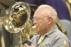 ROBERT DeBERRY/Frontiersman Lane Olson plays along on his
baritone during Monday’s practice. Olson has been in the Mat-Su
Concert Band since it started in 1984.