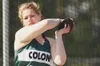 ERIC ENGMAN/Fairbanks Daily News-Miner Colony’s Shellina Irwin
competes in the 4A girls discus finals at the ASAA/First National
Bank Track and Field Championships at Lathrop High School in
F