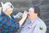 Dave Nufer gets his makeup done before shooting a scene for ‘Moose the Movie’ in Old Town Wasilla in July 2014. HEATHER A. RESZ/Frontiersman