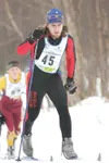 Wasilla Warrior Leif Johnson crests the top of hill during
Thursday's state ski championships 10K classic race at Kincaid Park
in Anchorage. ROBERT DeBERRY/Frontiersman