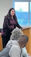 Houston Treasurer Samantha Jones addresses residents about the work she and aide Tricia Kendall have been doing to reconcile the city's budget. Katie Stavick/Frontiersman