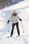 ROBERT DeBERRY/Frontiersman Melissa Slack carefully descends a
small incline while trying cross-country skiing Saturday as part of
the Winter Trails Day event in the Hatcher Pass area.