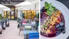 Diners can enjoy brunch dishes like Berry Pancakes with Golden Milk Asian Pear Chutney on the patio. Photos courtesy of Pharm Table.