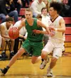 Colony guard Colton Spencer drives toward the basket during a win over Dimond in December during the Doc Larson Roundball Classic championship game. Courtesy of Bruce Eggleston/matsusports.ne