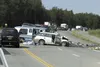 A head-on collision at about Mile 63, Parks Highway left one person dead and three in critical condition Thursday. The call came in at about 1:15 p.m., and by 4 p.m., when this photo was take