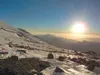 The sun sets on Aconcagua after another long day of climbing. Of
the 3,000 mountaineers who attempt Aconcagua each year, only about
1,000 are successful. Photo by Stephen C. Brown