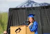 Sophie Wright, a member of the class of 2021, spoke during Palmer High School's graduation ceremony Tuesday. Tim Rockey/Frontiersman