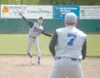 JEREMIAH BARTZ/Frontiersman Palmer second baseman Sean Campbell
makes the throw to first baseman Jeremy Williams during a 12-4 loss
to Colony on Saturday.