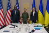 U.S. Secretary of Defense Lloyd Austin III, left, and U.S. Secretary of State Antony Blinken, right, traveled to Kyiv, Ukraine, on April 24, 2022, to meet with Ukrainian President Volodymyr Z