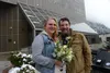 Hillary Sheehan and Joel Hughes are seen outside Juneau's Dimond Courthouse on Friday, Feb. 3, 2023. In-person marriages are resuming at Alaska's courthouses after the COVID-19 pandemic, and 