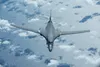 A U.S. Air Force B-1B Lancer assigned to the 37th Expeditionary Bomb Squadron, Ellsworth Air Force Base, South Dakota, flies over the Indo-Pacific theater during a Bomber Task Force mission, 