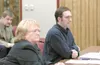 RUSSELL STIGALL/Frontiersman Suspended Central Mat-Su Fire Chief
Jack Krill Jr. addresses the Wasilla-Lakes fire service area board
during an open hearing Monday night. His attorney, Lee Hole