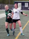 Colony's Avrie Geigerich battles for possession during a state tournament win over Service in 2024. Jeremiah Bartz/Frontiersman
