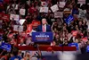 Former President Donald Trump prepares to speak in front of a crowd at the Alaska Airlines Center in Anchorage on Saturday, July 9, 2022. James Brooks/Alaska Beacon