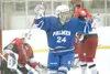 ROBERT DeBERRY/Frontiersman Palmer sophomore Jared Hanson
celebrates after Palmer scored a goal during the second period of
the Moose’s 4-0 win over Wasilla Friday at the Curtic C. Menard II

