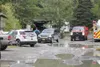 Alaska State Trooper investigators examine the scene of a trailer fire on Wickham Drive off Marth Road in Butte Thursday, Sept. 7. Five children died in the blaze. CHRIS FORD/Frontiersman