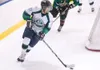 ROBERT DeBERRY/Frontiersman Alaska forward Derek Whitehill
skates the puck around the back of the net during a 5-2 win over
the Kenai River Brown Bears last Friday at the Palmer Ice Arena.
Wh