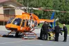 A LifeMed Alaska helicopter crew goes through an exercise at the Mat-Su College. Jacob Mann/Frontiersman