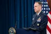 Pentagon Press Secretary Air Force Maj. Gen. Pat Ryder conducts a press briefing at the Pentagon, March 12, 2024. Photo By: Navy Petty Officer 1st Class Alexander Kubitza
