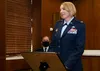U.S. Air Force Col. Kirsten Aguilar speaks after assuming command during the 673d Air Base Wing change of command ceremony at Joint Base Elmendorf-Richardson, Alaska, July 14, 2020. The 673d 