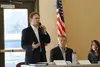 John Skidmore, director of the Alaska Department of Law Criminal Division, in Anchorage, speaks during Saturday's public safety town hall meeting hosted by District 11 House Representative De