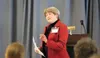 ROBERT DeBERRY/Frontiersman Mat-Su Business Alliance Inc.
President Kay Slack opens a meeting with local business and
government leaders Friday to discuss the image of doing business in
the M