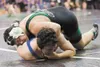 Colony senior Ty Farber grapples with Lathrop Malemute Alexander
Gudschinsky during a match in the 220-pound class of the Colony
Invitational earlier this month. Thursday, the Knights are hos