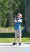 ROBERT DeBERRY/Frontiersman Jeremiah Bailey, 5, shows his
technique during a casting clinic put on by the Mat-Su Anglers
Sport Fishing Club Monday in Wasilla.