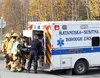 A man is loaded into an ambulance after suffering non life-threatening injuries on Tuesday in a two-vehicle car crash on the Palmer-Wasilla Highway at its intersection with Mayflower Drive. M