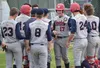 Wasilla Road Warriors’ Koby Burns celebrates his two-run home run with teammates in the fourth inning against the Twins on Friday at the Kenai Little League fields. Jeff Helminiak/Peninsula C